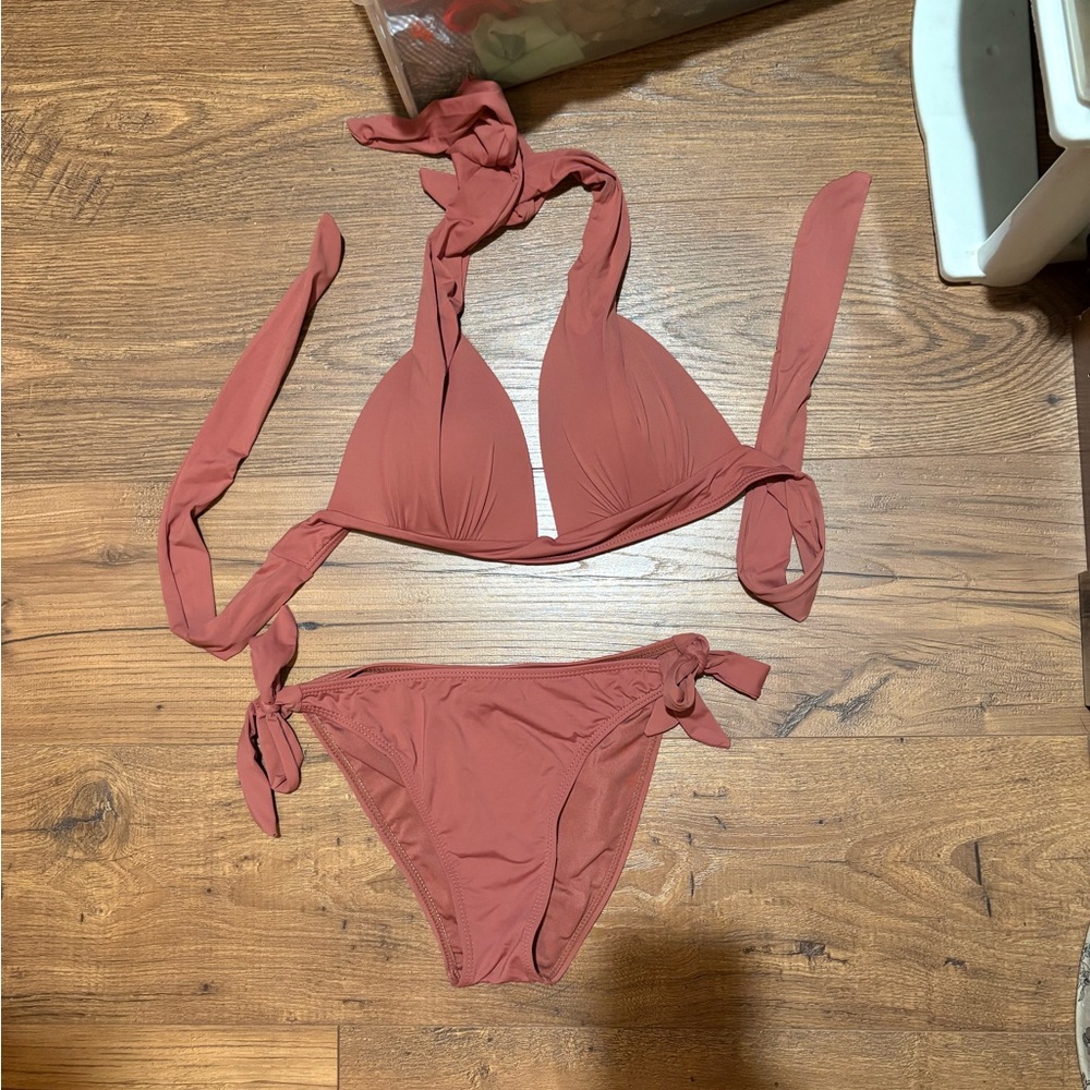 Pink Lily Triangle Tie Bikini